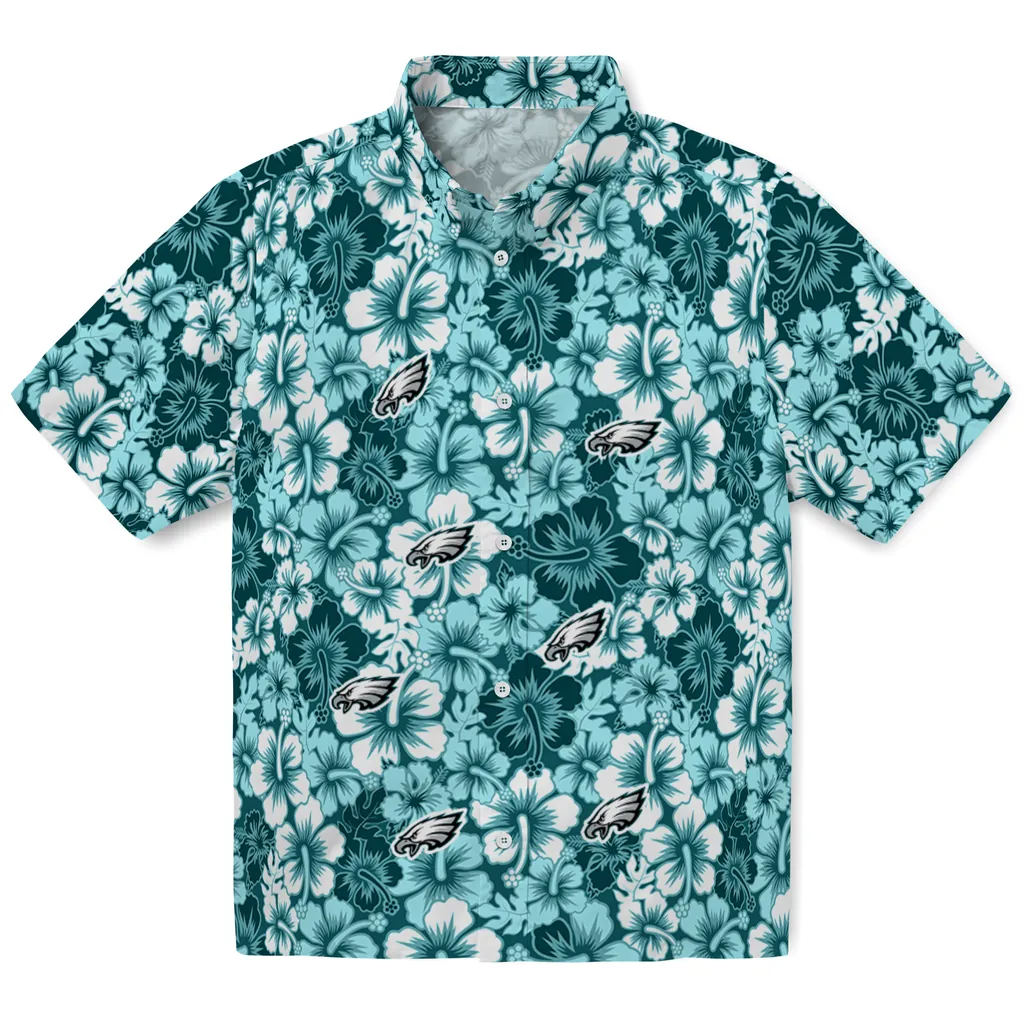 Philadelphia Eagles Hawaiian Shirt - Hibiscus Blooms philadelphia eagles hibiscus blooms green hawaiian shirts best selling