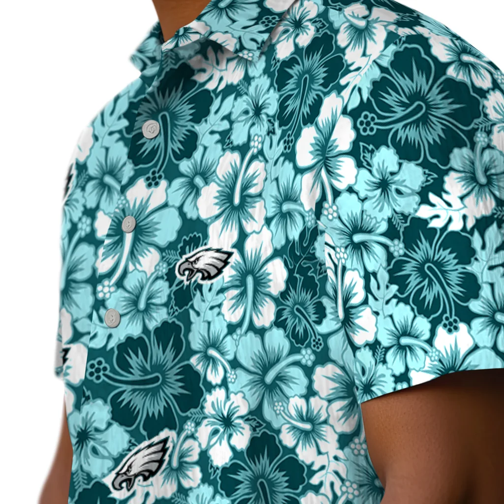 Philadelphia Eagles Hawaiian Shirt - Hibiscus Blooms philadelphia eagles hibiscus blooms green hawaiian shirts trendy
