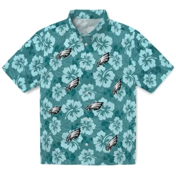 philadelphia eagles hibiscus cluster green hawaiian shirts best selling