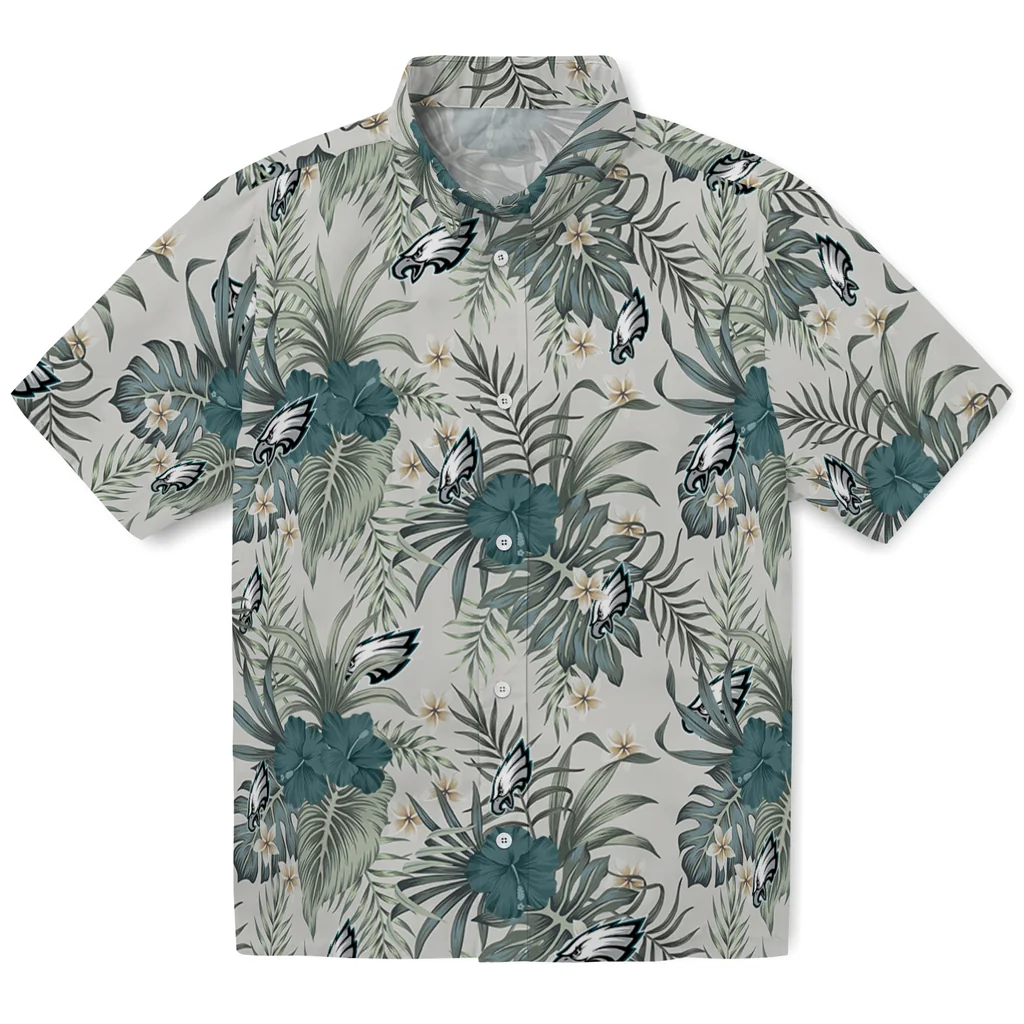 Philadelphia Eagles Hawaiian Shirt - Hibiscus Designs philadelphia eagles hibiscus designs beige hawaiian shirts best selling