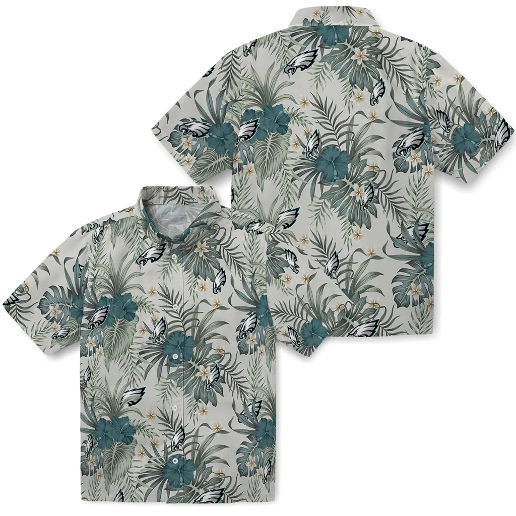 Philadelphia Eagles Hawaiian Shirt - Hibiscus Designs philadelphia eagles hibiscus designs beige hawaiian shirts high quality
