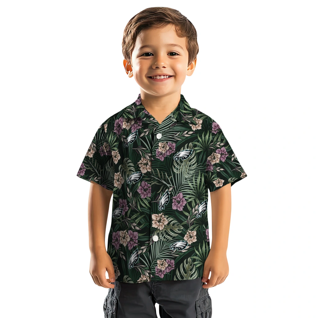 Philadelphia Eagles Hawaiian Shirt - Hibiscus Leaves Pattern philadelphia eagles hibiscus leaves pattern green hawaiian shirts top rated