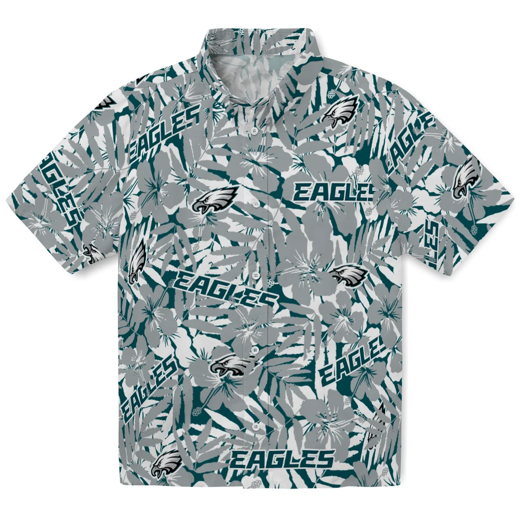 Philadelphia Eagles Hawaiian Shirt - Hibiscus Overlay philadelphia eagles hibiscus overlay hawaiian shirts best selling