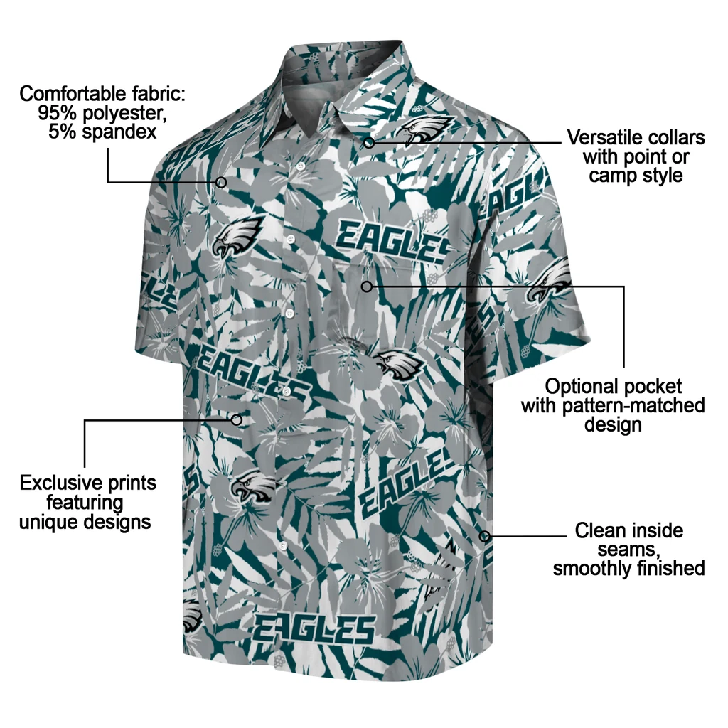 Philadelphia Eagles Hawaiian Shirt - Hibiscus Overlay philadelphia eagles hibiscus overlay hawaiian shirts new arrival