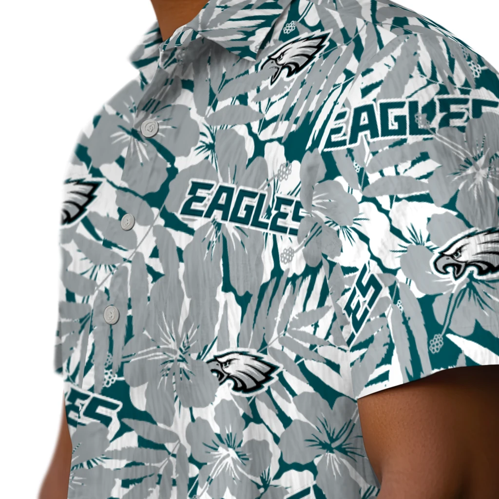 Philadelphia Eagles Hawaiian Shirt - Hibiscus Overlay philadelphia eagles hibiscus overlay hawaiian shirts trendy