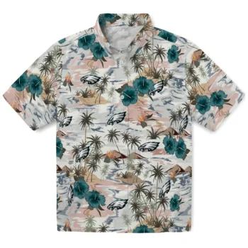 philadelphia eagles hibiscus seaside white hawaiian shirts best selling