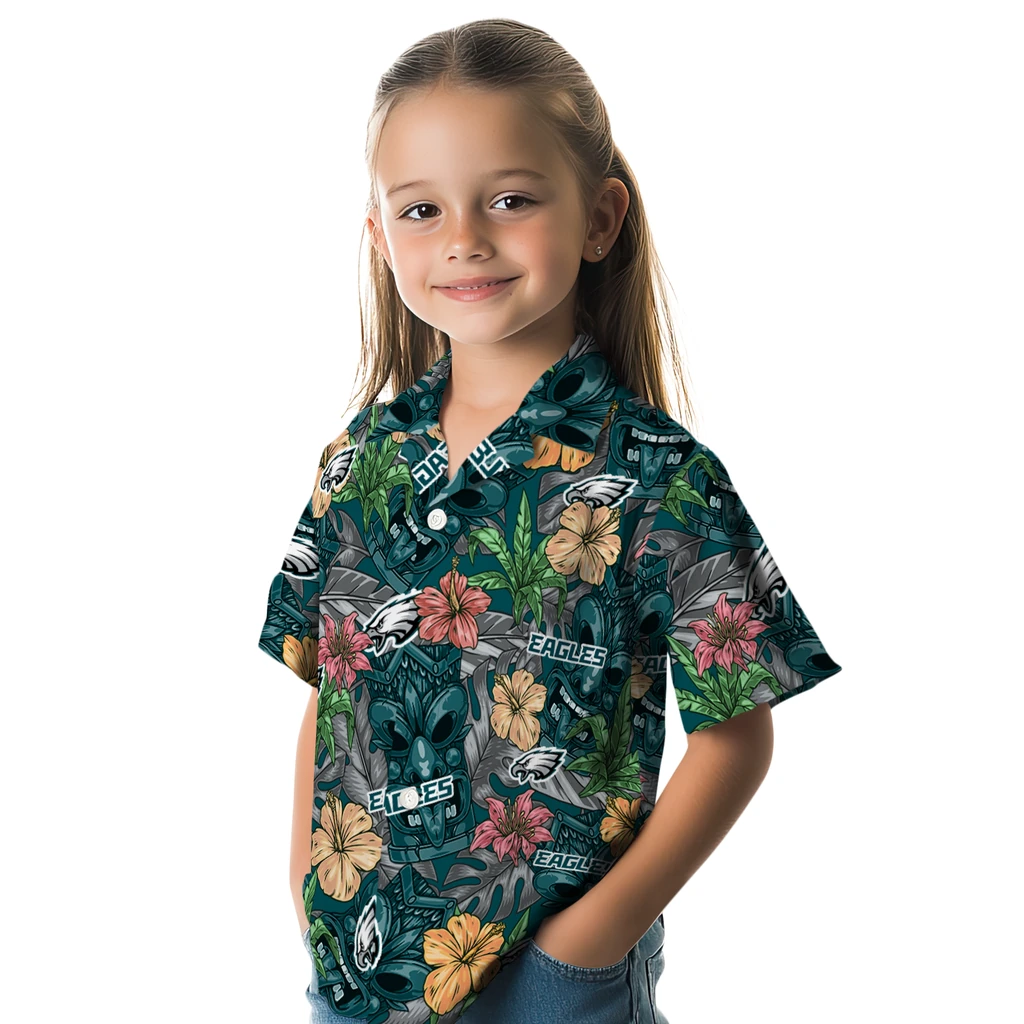 Philadelphia Eagles Hawaiian Shirt - Hibiscus Tiki Jungle philadelphia eagles tiki jungle green hawaiian shirts premium grade
