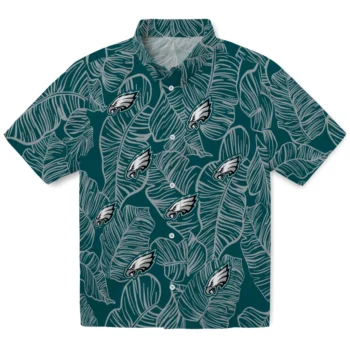 philadelphia eagles leaf outline green hawaiian shirts best selling
