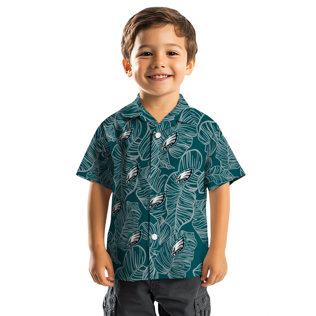 Philadelphia Eagles Hawaiian Shirt - Leaf Outline philadelphia eagles leaf outline green hawaiian shirts top rated