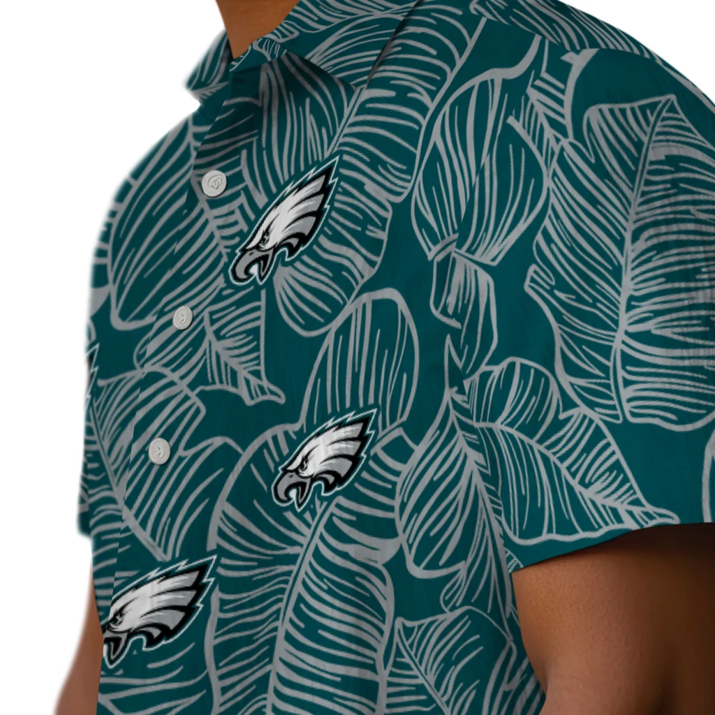 Philadelphia Eagles Hawaiian Shirt - Leaf Outline philadelphia eagles leaf outline green hawaiian shirts trendy