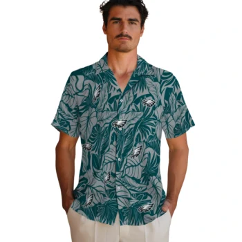 philadelphia eagles monstera layer green hawaiian shirts fashion forward