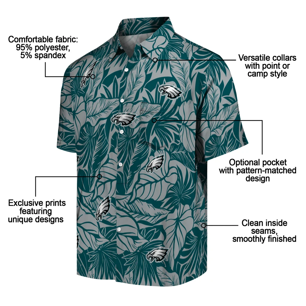 Philadelphia Eagles Hawaiian Shirt - Monstera Layer philadelphia eagles monstera layer green hawaiian shirts new arrival