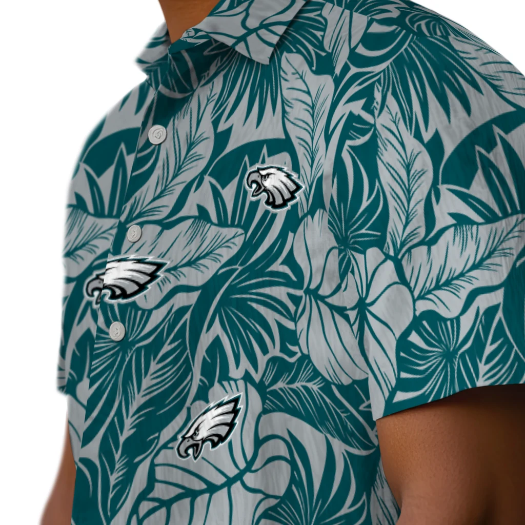 Philadelphia Eagles Hawaiian Shirt - Monstera Layer philadelphia eagles monstera layer green hawaiian shirts trendy