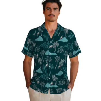 philadelphia eagles palm and clouds green hawaiian shirts fashion forward
