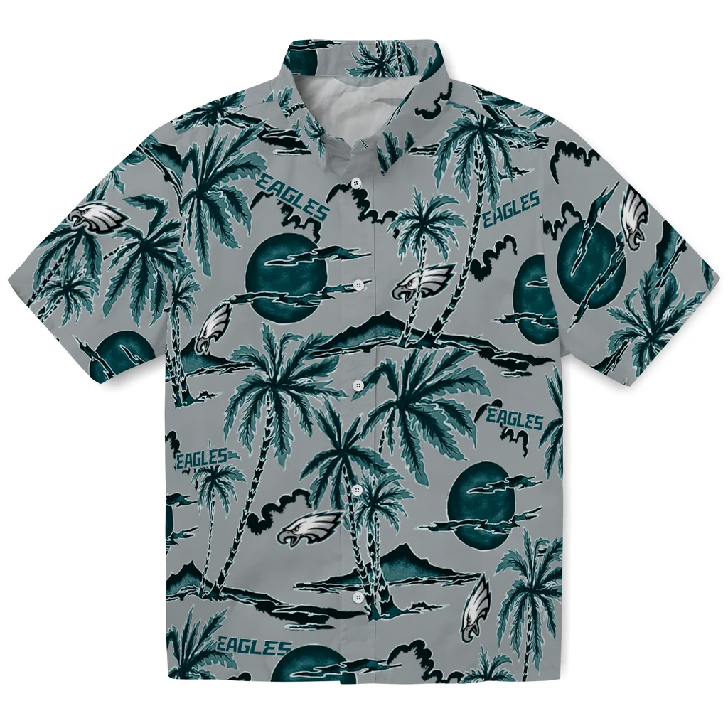 Philadelphia Eagles Hawaiian Shirt - Palm Sunset philadelphia eagles palm sunset hawaiian shirts best selling