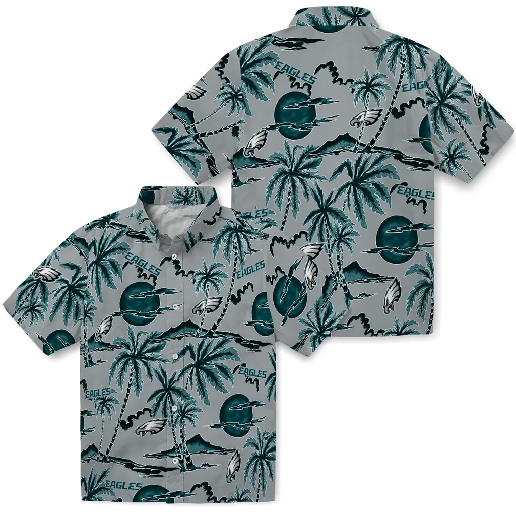 Philadelphia Eagles Hawaiian Shirt - Palm Sunset philadelphia eagles palm sunset hawaiian shirts high quality
