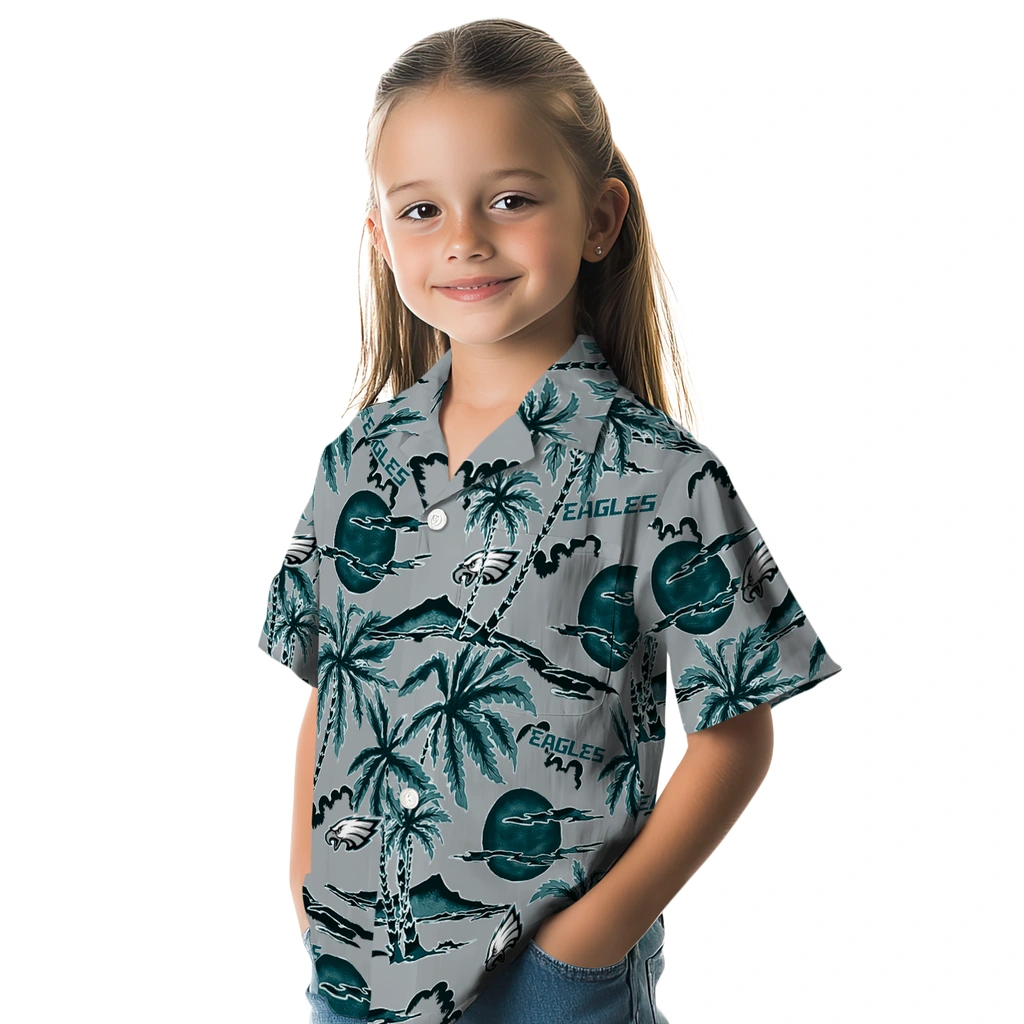 Philadelphia Eagles Hawaiian Shirt - Palm Sunset philadelphia eagles palm sunset hawaiian shirts premium grade