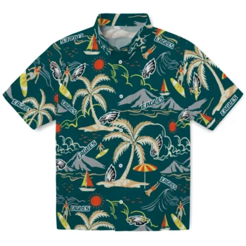 philadelphia eagles palm tree island green hawaiian shirts best selling