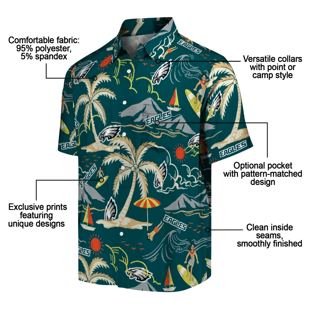 Philadelphia Eagles Hawaiian Shirt - Palm Tree Island philadelphia eagles palm tree island green hawaiian shirts new arrival