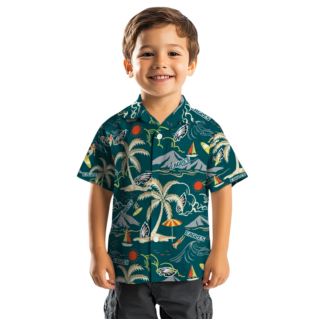Philadelphia Eagles Hawaiian Shirt - Palm Tree Island philadelphia eagles palm tree island green hawaiian shirts top rated
