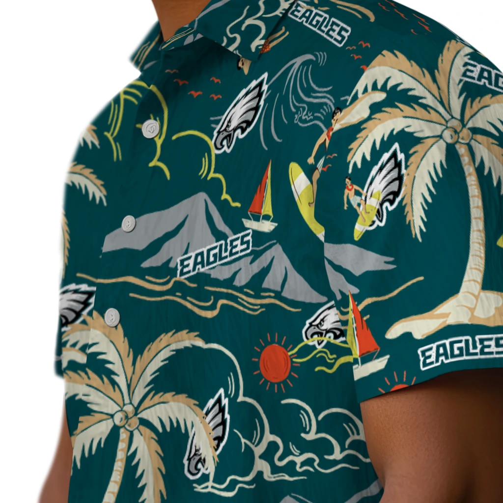 Philadelphia Eagles Hawaiian Shirt - Palm Tree Island philadelphia eagles palm tree island green hawaiian shirts trendy