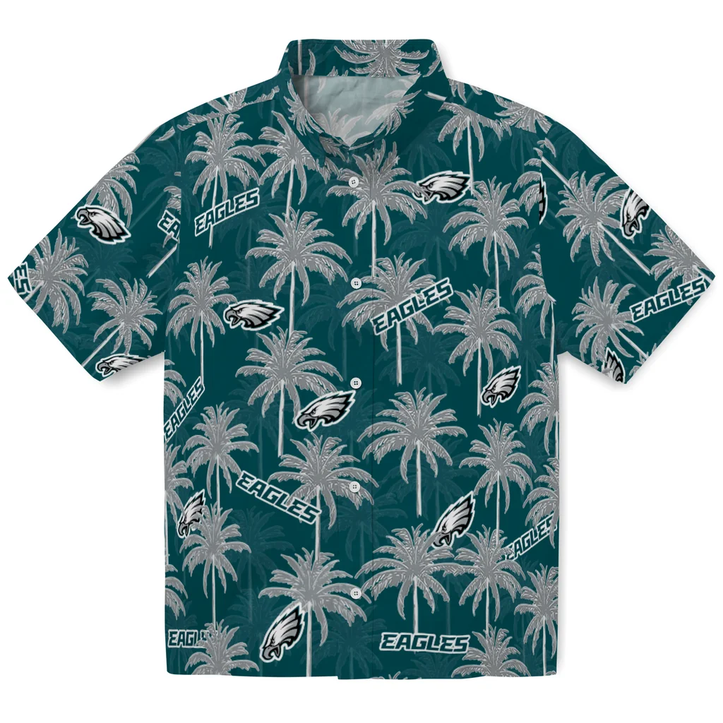 Philadelphia Eagles Hawaiian Shirt - Palm Tree Motif philadelphia eagles palm grove green hawaiian shirts best selling