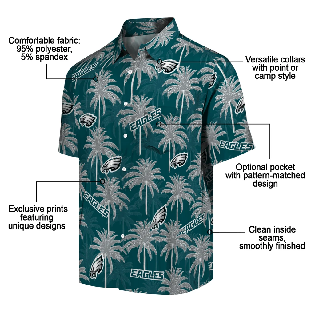 Philadelphia Eagles Hawaiian Shirt - Palm Tree Motif philadelphia eagles palm grove green hawaiian shirts new arrival