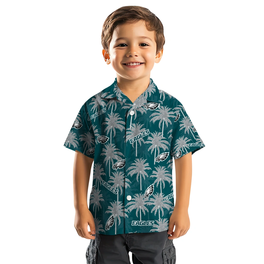 Philadelphia Eagles Hawaiian Shirt - Palm Tree Motif philadelphia eagles palm grove green hawaiian shirts top rated