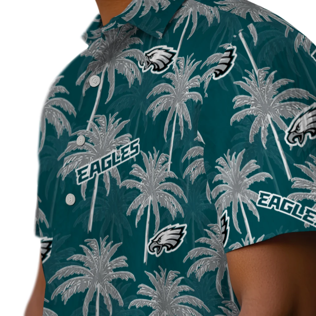 Philadelphia Eagles Hawaiian Shirt - Palm Tree Motif philadelphia eagles palm grove green hawaiian shirts trendy