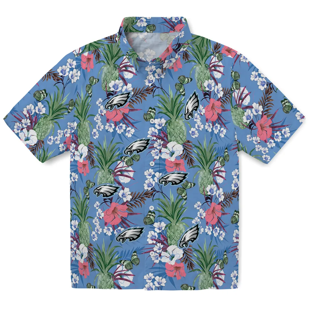 Philadelphia Eagles Hawaiian Shirt - Pineapple Bouquet philadelphia eagles pineapple bouquet best sky blue hawaiian shirts best selling