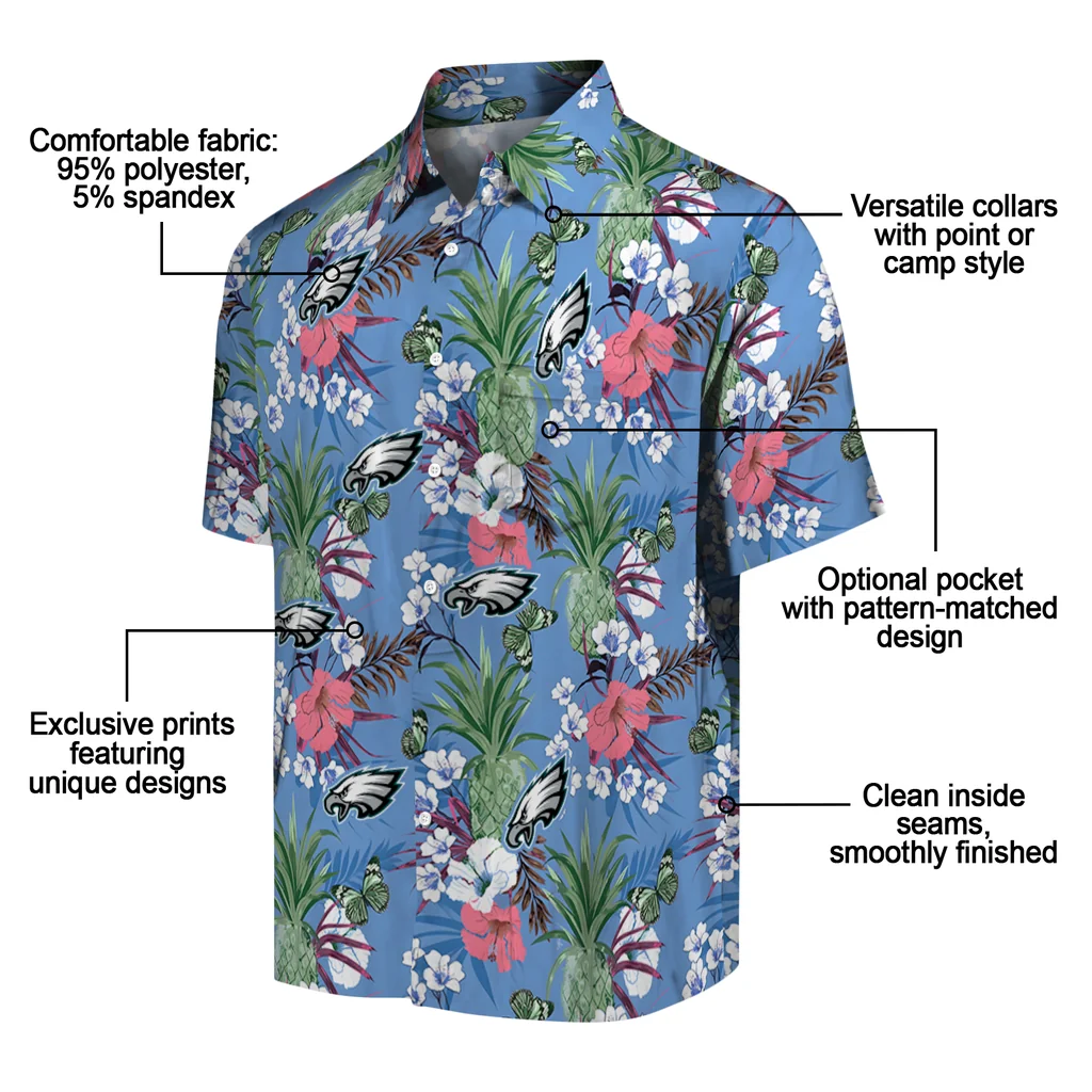 Philadelphia Eagles Hawaiian Shirt - Pineapple Bouquet philadelphia eagles pineapple bouquet best sky blue hawaiian shirts new arrival
