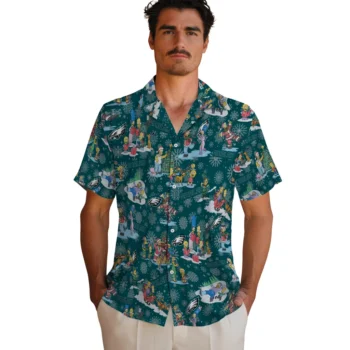 philadelphia eagles simpsons christmas green hawaiian shirts fashion forward