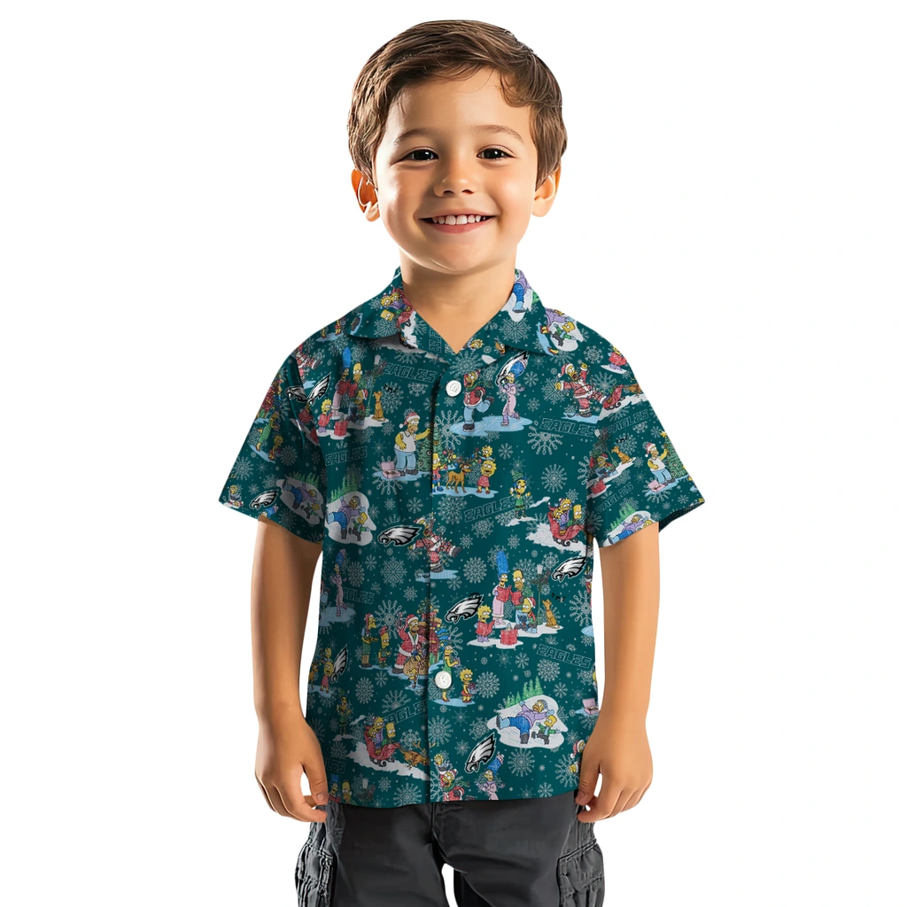 Philadelphia Eagles Hawaiian Shirt - Simpsons Christmas philadelphia eagles simpsons christmas green hawaiian shirts top rated