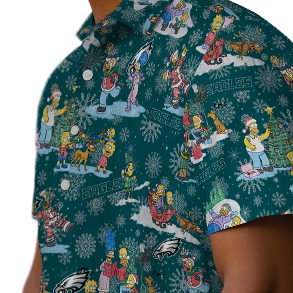 Philadelphia Eagles Hawaiian Shirt - Simpsons Christmas philadelphia eagles simpsons christmas green hawaiian shirts trendy