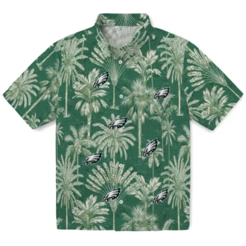 philadelphia eagles palm shadows green hawaiian shirts best selling