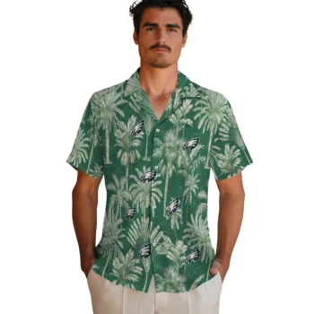 philadelphia eagles palm shadows green hawaiian shirts fashion forward