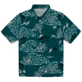 philadelphia eagles wave palm green hawaiian shirts best selling