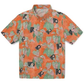 philadelphia flyers anthurium overlay orange hawaiian shirts best selling