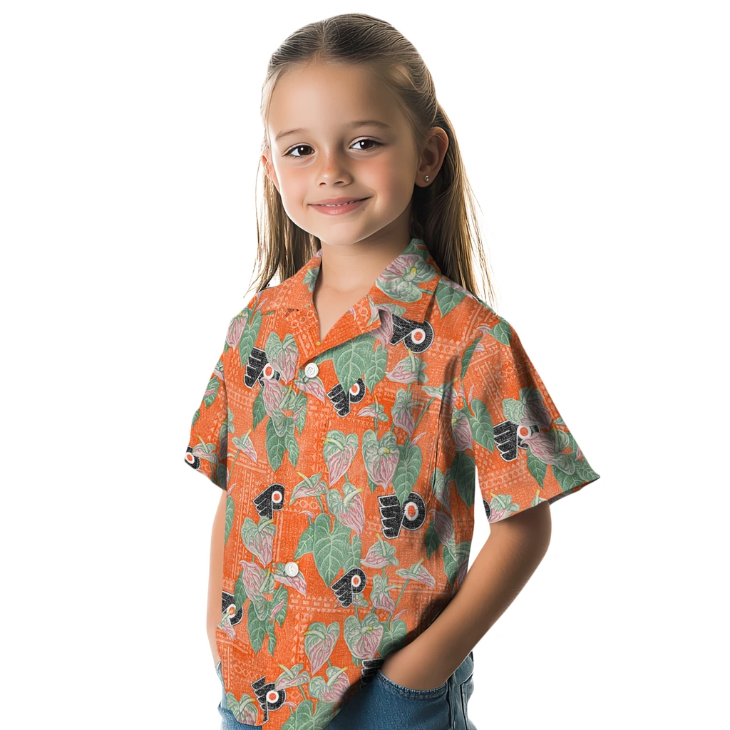 Philadelphia Flyers Hawaiian Shirt - Anthurium Overlay philadelphia flyers anthurium overlay orange hawaiian shirts premium grade