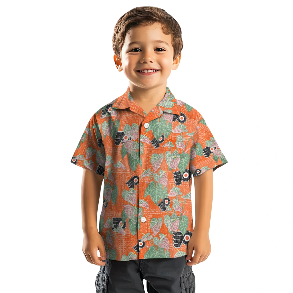 Philadelphia Flyers Hawaiian Shirt - Anthurium Overlay philadelphia flyers anthurium overlay orange hawaiian shirts top rated