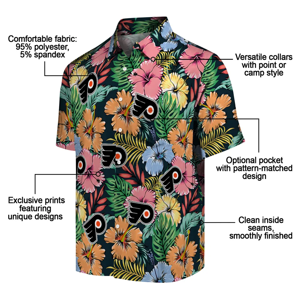 Philadelphia Flyers Hawaiian Shirt - Brilliant Hibiscus Garden philadelphia flyers brilliant hibiscus garden hawaiian shirts new arrival