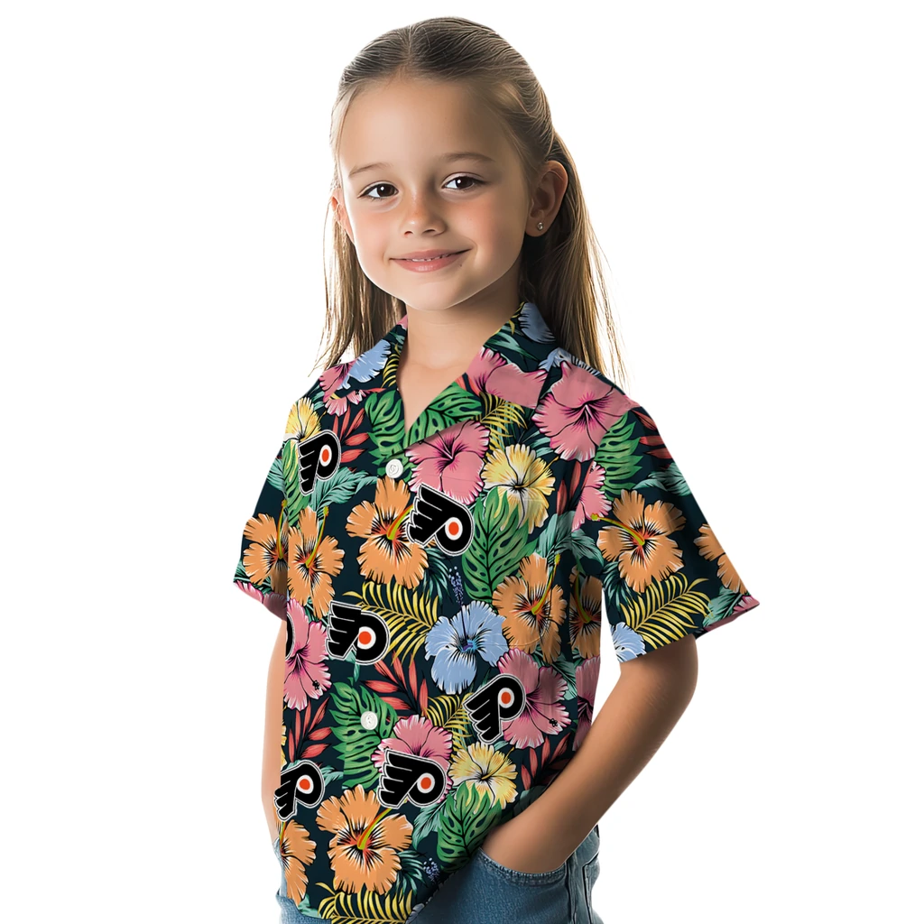 Philadelphia Flyers Hawaiian Shirt - Brilliant Hibiscus Garden philadelphia flyers brilliant hibiscus garden hawaiian shirts premium grade