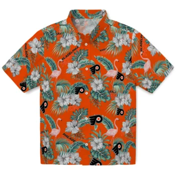 philadelphia flyers flamingo palms orange hawaiian shirts best selling