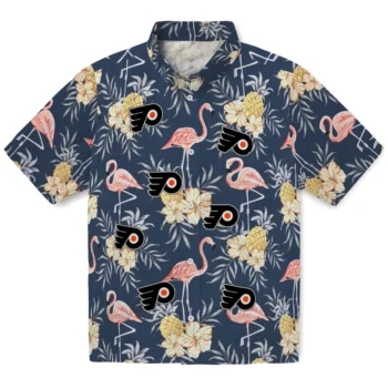 philadelphia flyers flamingo hibiscus navy hawaiian shirts best selling