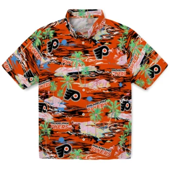 philadelphia flyers flamingo retreat orange hawaiian shirts best selling