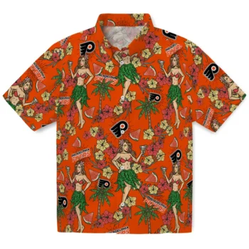 philadelphia flyers hawaiian girls design orange hawaiian shirts best selling