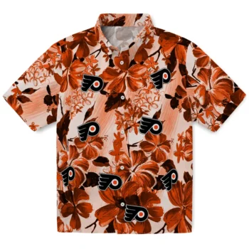 philadelphia flyers hibiscus arrangement orange hawaiian shirts best selling