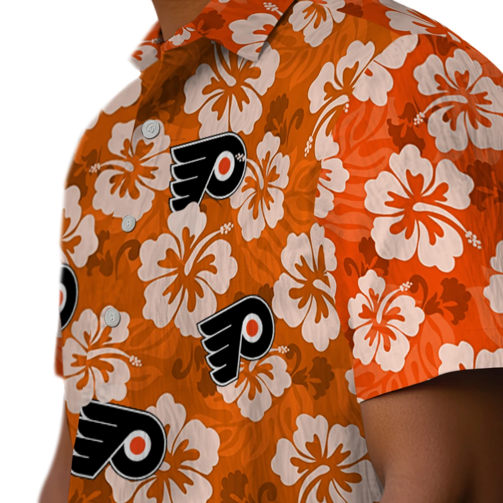 Philadelphia Flyers Hawaiian Shirt - Hibiscus Cluster philadelphia flyers hibiscus cluster orange hawaiian shirts trendy