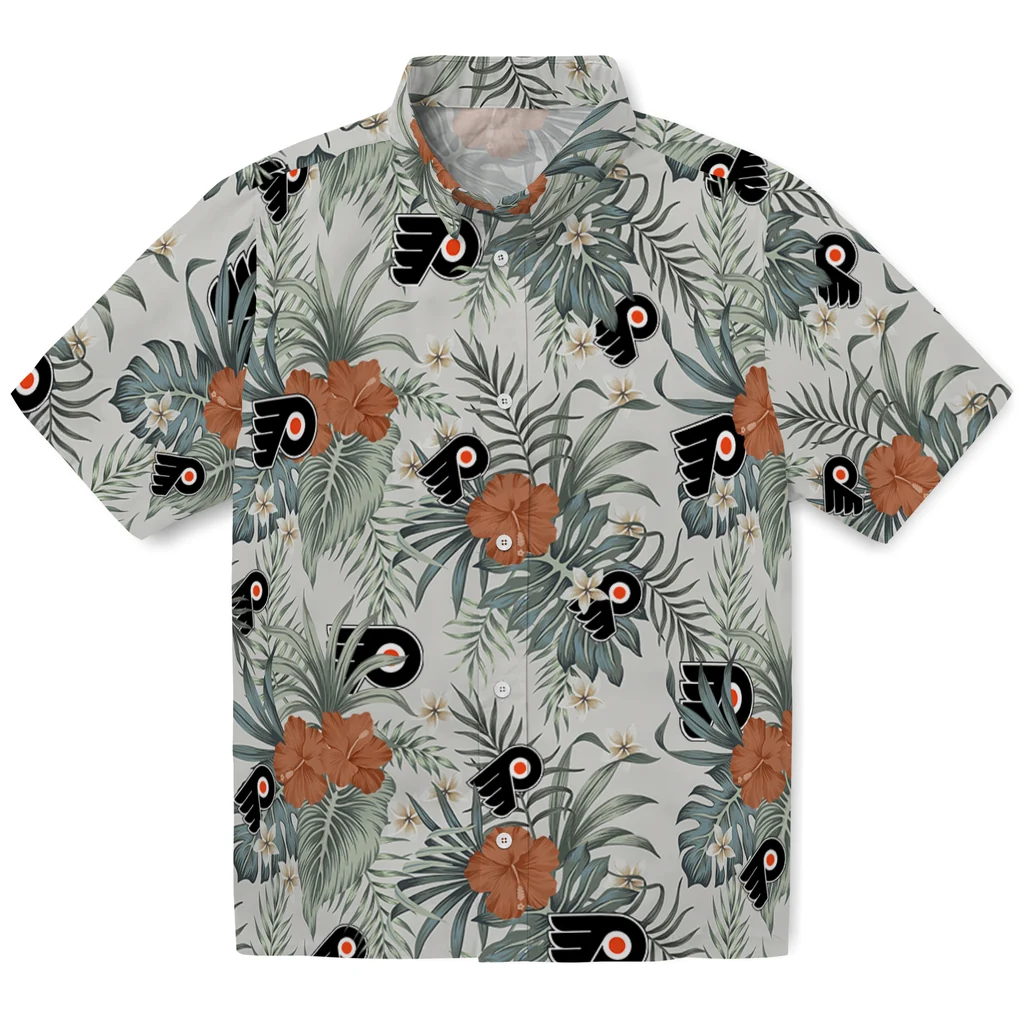 Philadelphia Flyers Hawaiian Shirt - Hibiscus Designs philadelphia flyers hibiscus designs beige hawaiian shirts best selling