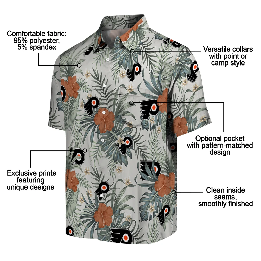 Philadelphia Flyers Hawaiian Shirt - Hibiscus Designs philadelphia flyers hibiscus designs beige hawaiian shirts new arrival
